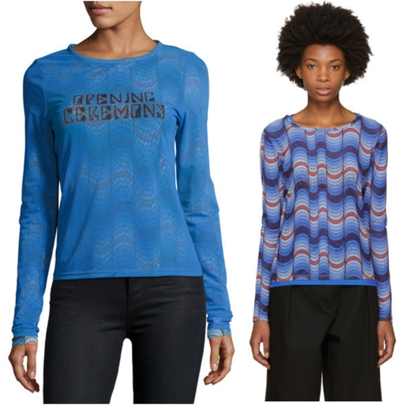 Opening Ceremony Long Sleeve Double Layer T-Shirt in Heron Blue Small - Picture 1 of 11